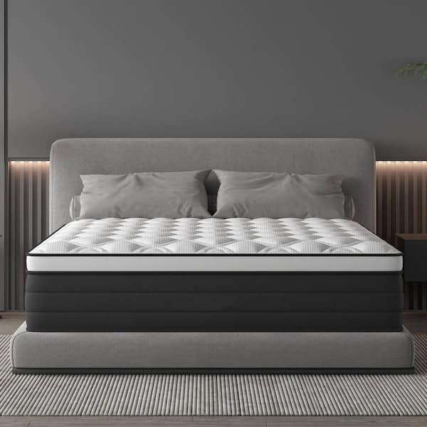 Queen Medium 14 in. Hybrid Mattress with Euro Top, Edge Support and Bed-in-a-Box Mattress