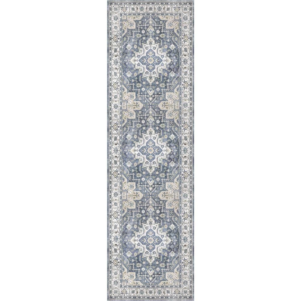 Vintage Home Ivory Blue 2 ft. x 8 ft. Center medallion Traditional Runner Area Rug price history on PriceWatchPro