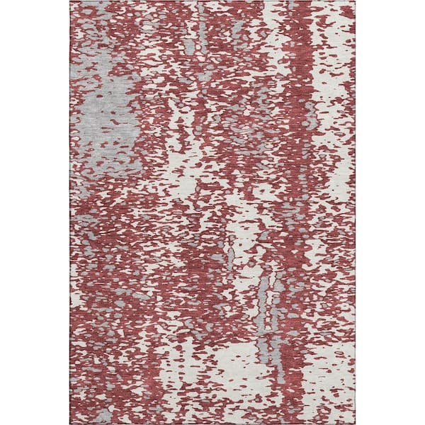 Mayfield Premium Machine Washable Abstract AMF949 Garnet 5 ft. x 7 ft. 6 in. Area Rug