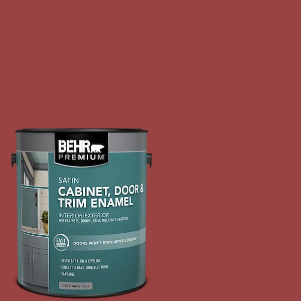 BEHR PREMIUM 1 gal. #MQ1-10 Red My Mind Satin Enamel Interior/Exterior Cabinet, Door & Trim Paint
