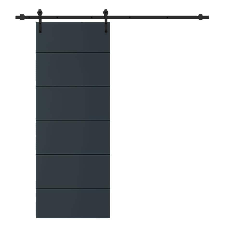 CALHOME Modern Classic 24 In X 84 In Charcoal Gray Stained Composite   Charcoal Gray Calhome Barn Doors Tsq04 Dark Panel Ml 84x24g 64 1000 