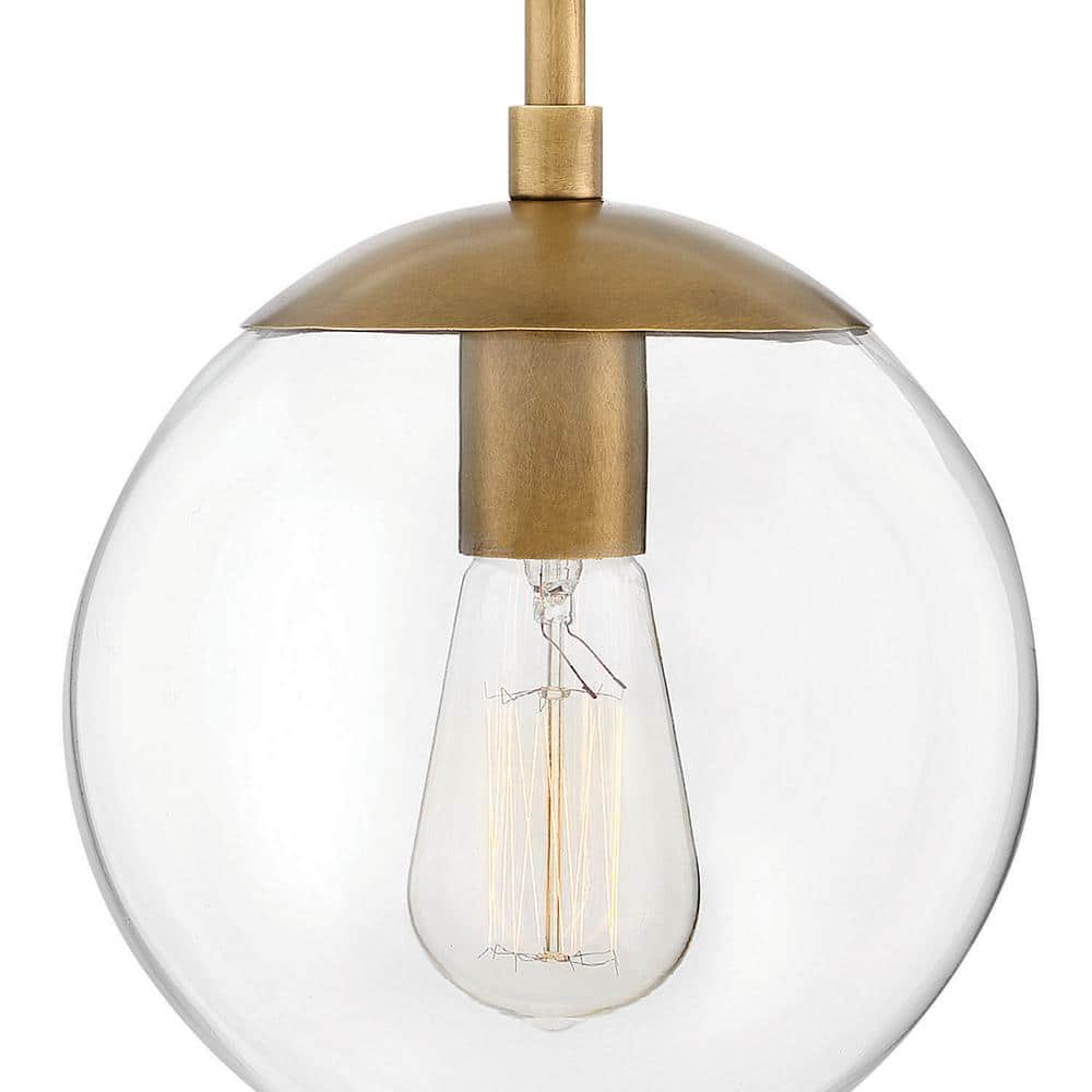 Heritage Brass Clear Globe Pendant Light with Adjustable Height