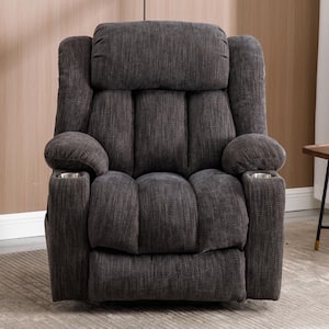 Gray Chenille Power Lift Recliner Chair with 8-Point Vibration Massage and Lumbar Heating, USB and Type-C Ports