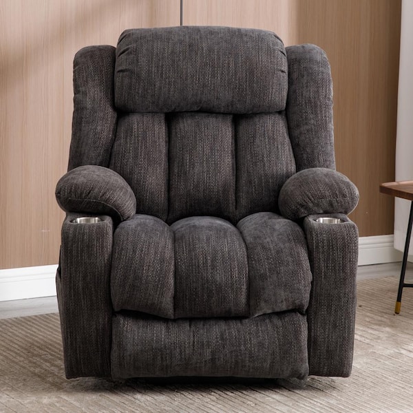 Gray Chenille Power Lift Recliner Chair with 8-Point Vibration Massage and Lumbar Heating, USB and Type-C Ports