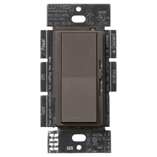 Lutron Diva 3-Speed Fan Control and Light Switch, Single-Pole/3-Way, 1.5A Fan/1A LED, Truffle (DVSCFSQ-LF-TF)