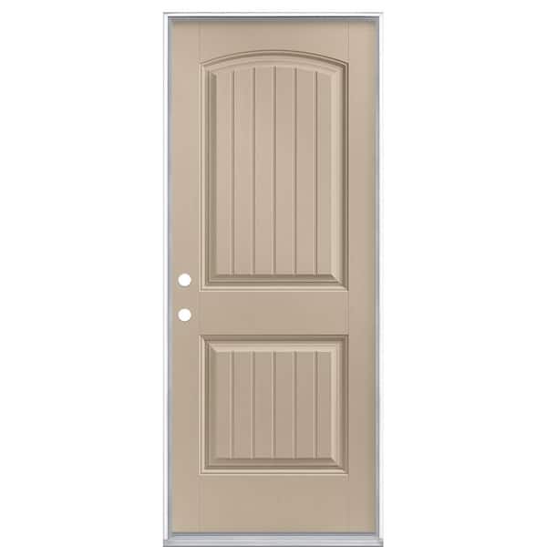 Masonite 32 in. x 80 in. Cheyenne 2-Panel Right-Hand Inswing Painted Smooth Fiberglass Prehung Front Exterior Door No Brickmold