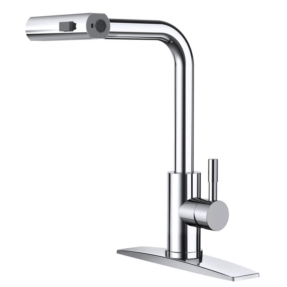 Single Handle Pull Down Sprayer Kitchen Faucet with 12.4 in. 90 Degree Spou