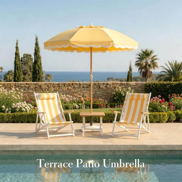 black and white stripes patio umbrella Elsa Fashion Line 9' Umbrella - Black / White