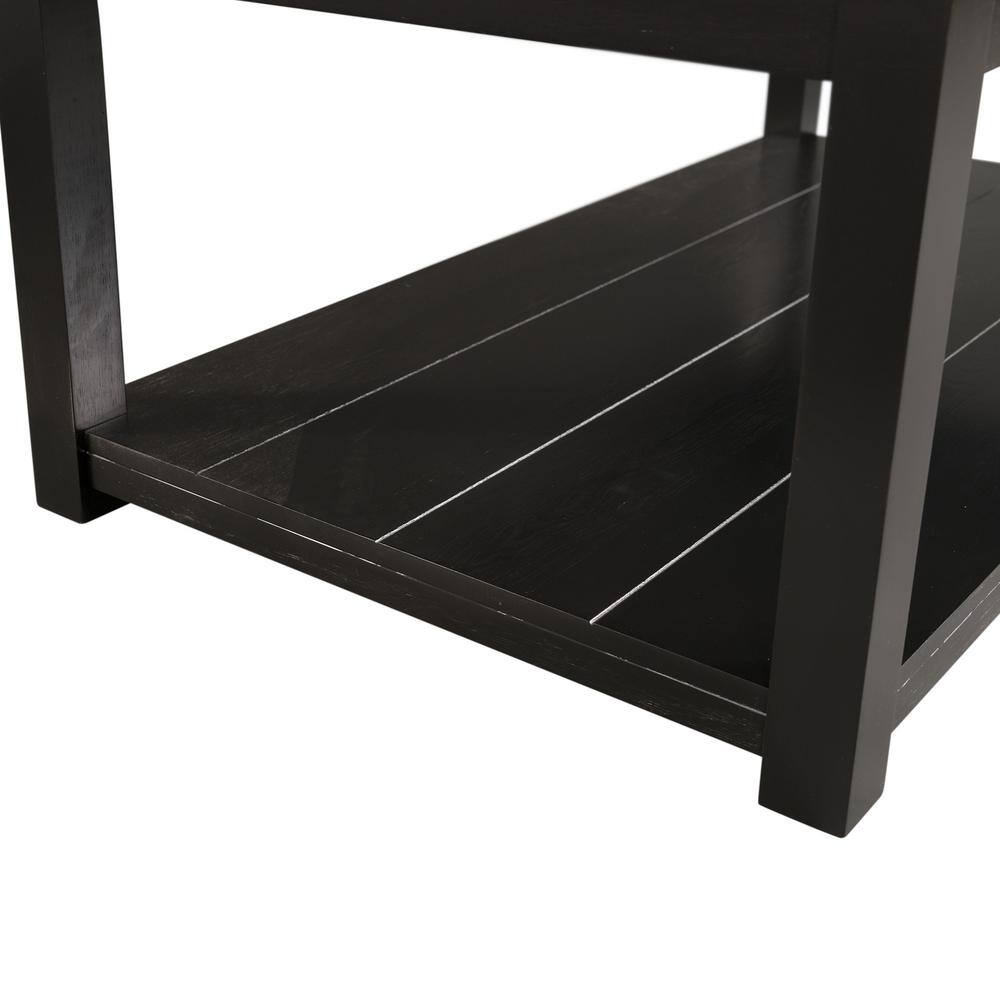 Evie Contemporary Black and White Marble-Top Console Table with Storage