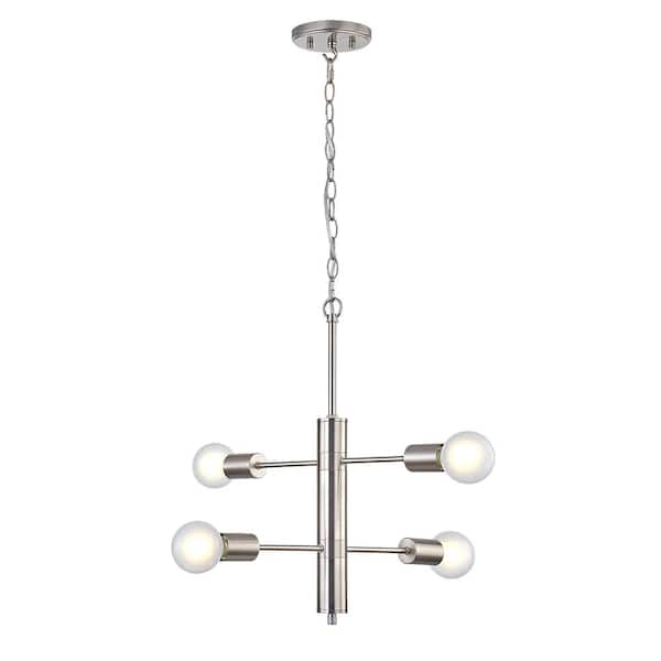4 Light Modern Brushed Nickel Finish Chandelier