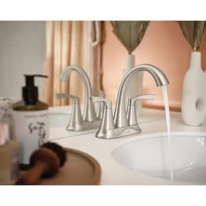Korek 4 in. Centerset 2-Handle Bathroom Faucet in Spot Resist Brushed Nickel