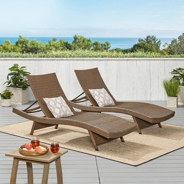 House Mixed Mocha 2-Piece Plastic Outdoor Chaise Lounge 17344 - The Depot