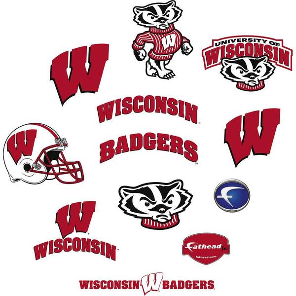 Fathead 40 in. x 27 in. Wisconsin Badgers Team Logo Assortment Wall Decal