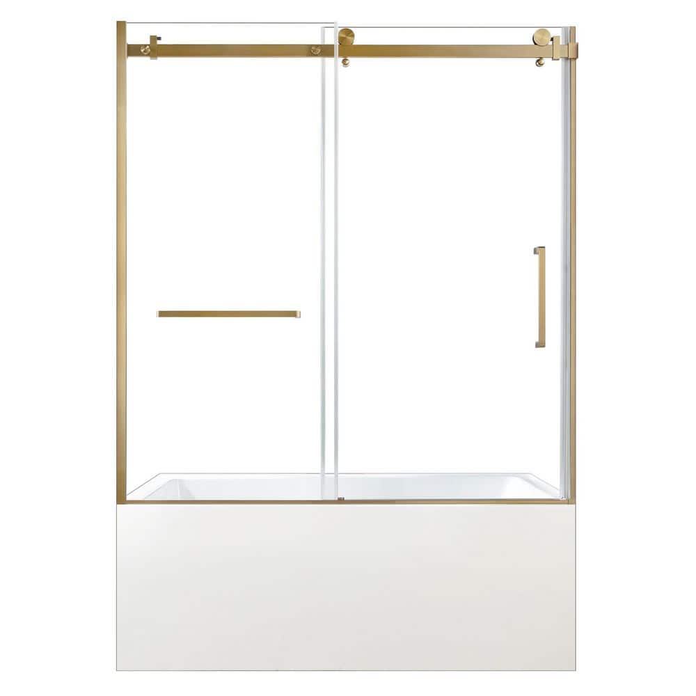 59.8 in. x 31 in. Acrylic Rectangular Alcove Soaking Bathtub with Left Drain in White/Brushed Brass price history on PriceWatchPro