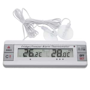 Refrigerator/Freezer Thermometer with LED Alarm Indicator Max/Min Memory & 2 Channel Fridge in White