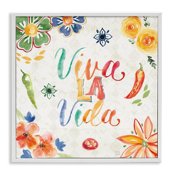 Stupell Industries Liva the Life Phrase by Dina June White Framed Typography Giclee Art Print 24 in. x 24 in.