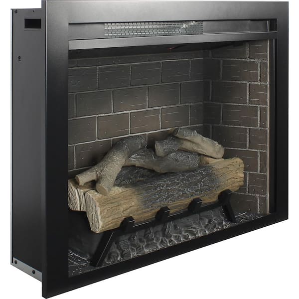 30.2 in. 1500-Watt Black 5000 BTU Recessed Electric Fireplace Utility Convection Infrared Space Heater with Remote