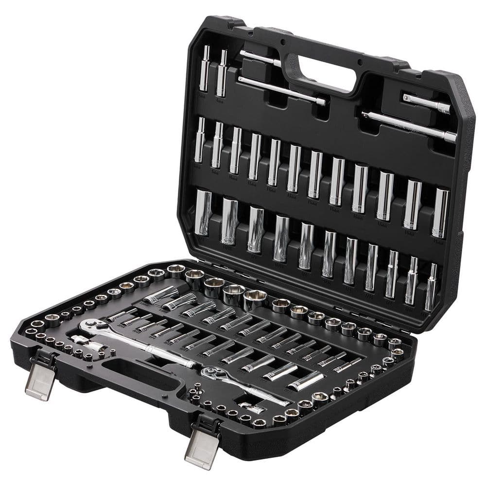 Socket Set, 1/4 in. and 3/8 in. Drive Socket and Ratchet Set, 6-Point Socket Opening, 106 Pieces Tool Set price history on PriceWatchPro