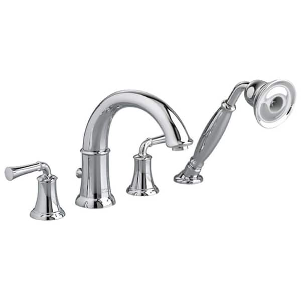 American Standard Portsmouth Lever 2-Handle Deck-Mount Roman Tub Faucet with Handshower in Polished Chrome