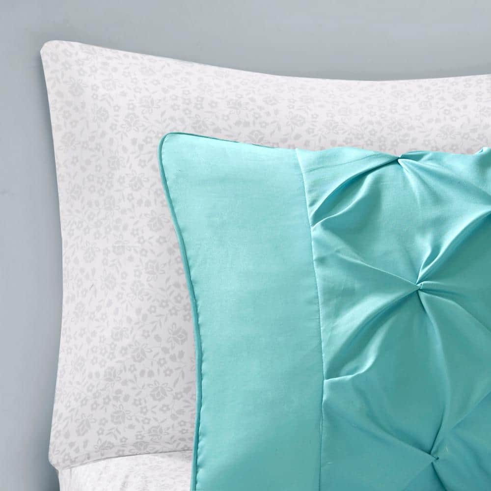 Twin Aqua and Orange Microfiber Boho Bed in a Bag Set