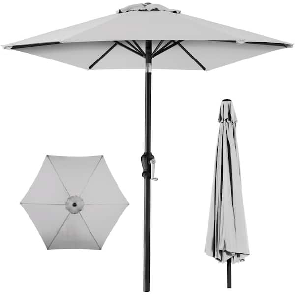 Best Choice Products 10 ft. Market Tilt Patio Umbrella in Fog Gray