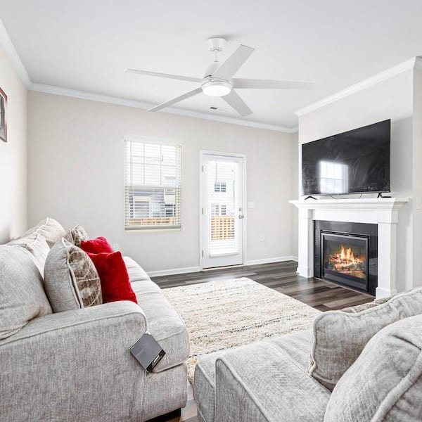 52 in. Indoor Integrated LED Matte White Ceiling Fan with Light and Remote Control