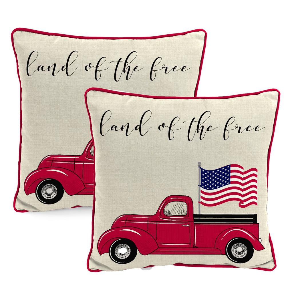 18 in. L x 18 in. W x 5 in. T Land of the Free Flag Outdoor Throw Pillow (2-Pack) price history on PriceWatchPro