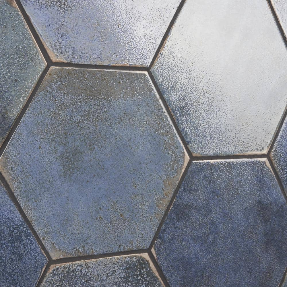 Mandalay Hex Blue Polished Porcelain Floor and Wall Tile
