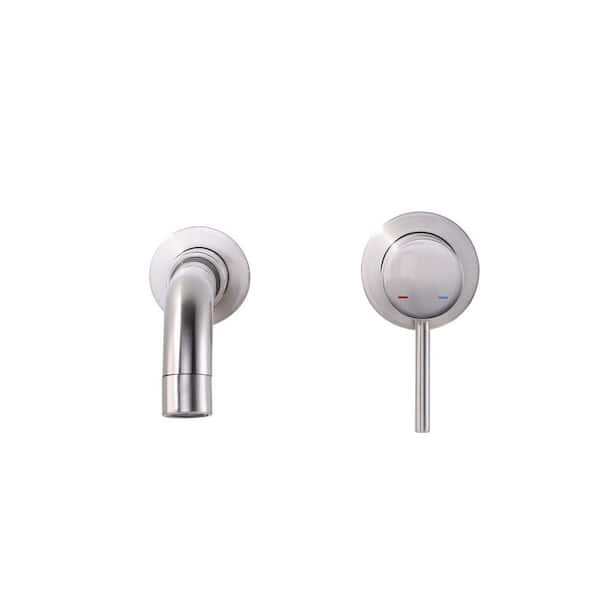 ALEASHA Single Handle Wall Mounted Bathroom Sink Faucet in Brushed Nickel