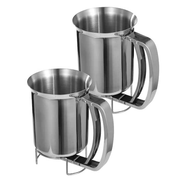 Stainless Steel 27 oz. Batter Dispenser with Handle Silver Finish Pancake Cupcake Mix Dispenser for Baking 2 Pieces