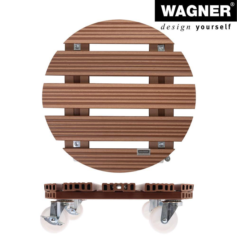 15.1" Terra Cotta Wood Plastic Composite Round Plant Caddy