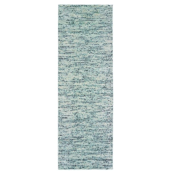 2 ft. x 8 ft. Blue Solid Color Washable Area Rug