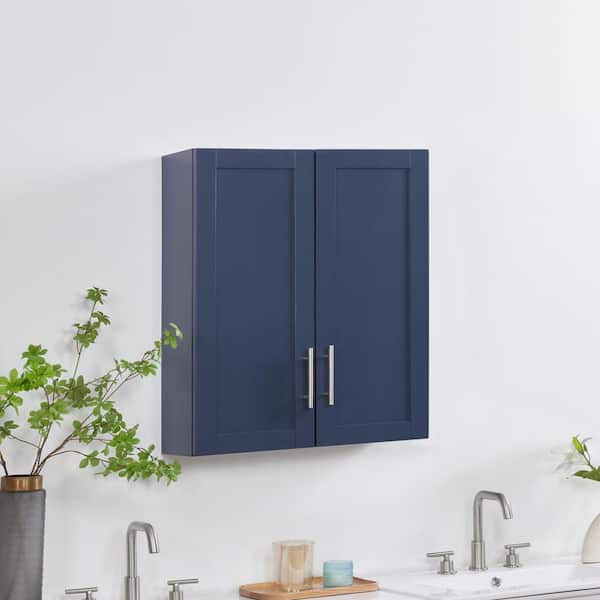 24 in. W x 30 in. H Rectangular Blue MDF Surface Mount Medicine Cabinet without Mirror