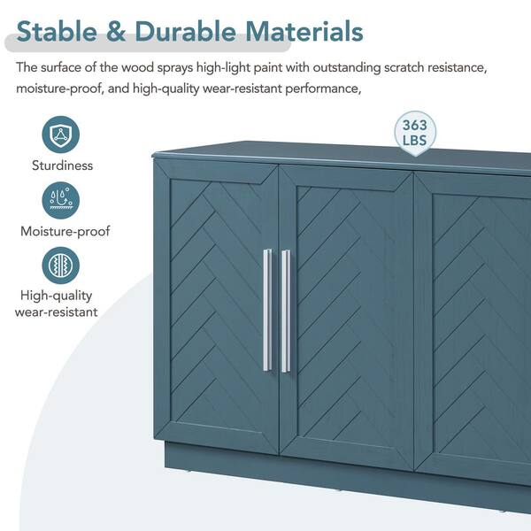 60.1 in. W x 15.8 in. D x 32 in. H Antique Blue Linen Cabinet with