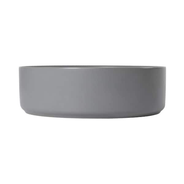EPOWP 15.7 in. x15.7 in. Grey Ceramic Round Bathroom Above Counter Vessel Sink