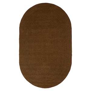 Braided Cocoa 3 ft. x 5 ft. Solid Indoor/Outdoor Oval Area Rug