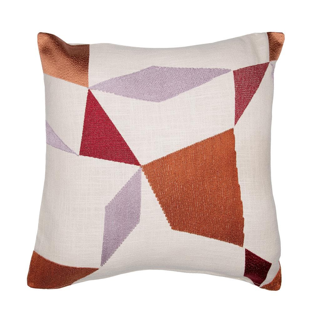 Stacy Garcia Burnt Orange/Ivory Geometric Embroidered Hand-Woven 24 in. x 2