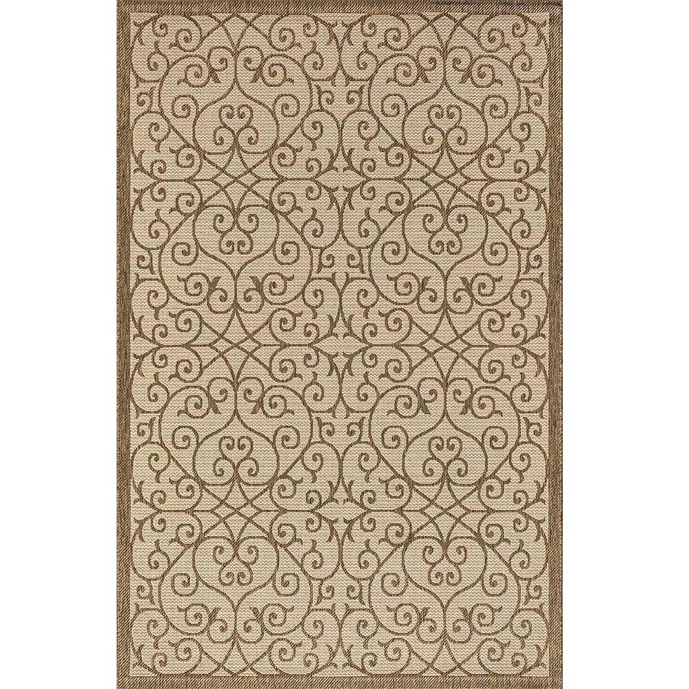 Brown Polypropylene 5 ft. x 8 ft. Oriental Indoor/Outdoor Area Rug