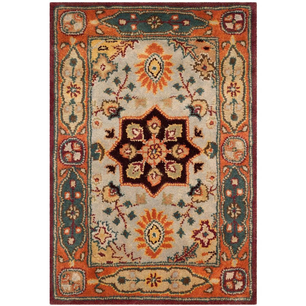 Hand-Tufted Red and Rust Wool Persian Accent Rug 2' x 3'