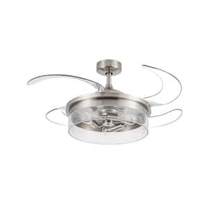 Brisbane 48 in. Indoor Brushed Chrome Retractable Ceiling Fan with Light and Remote Included