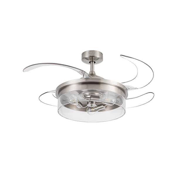 Fanaway Brisbane 48 in. Indoor Brushed Chrome Retractable Ceiling Fan with Light and Remote Included