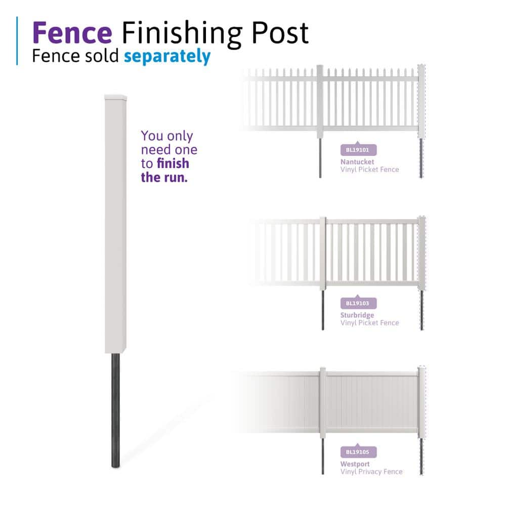 4-ft White Vinyl No-Dig Fence Post with Steel Anchor