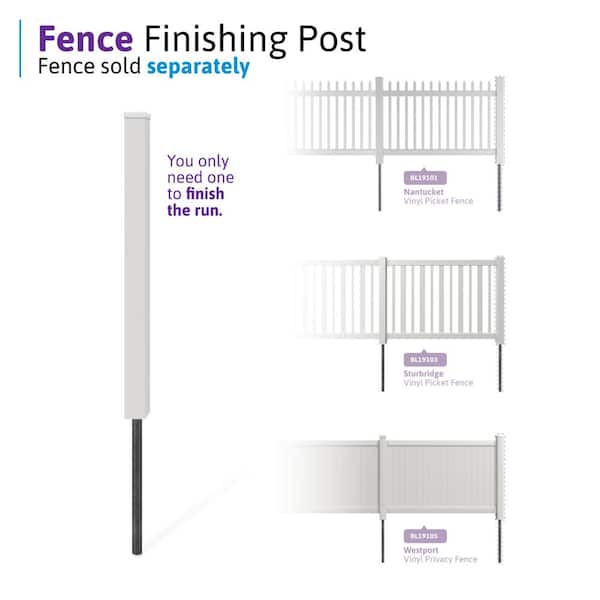 WamBam Fence No-Dig White Vinyl Fence Post with Pipe Anchor & Cap - 4ft