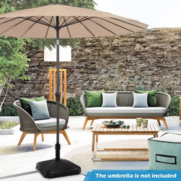 bcostco patio umbrella and base Seasons Sentry 10' Square Solar LED Cantilever Umbrella