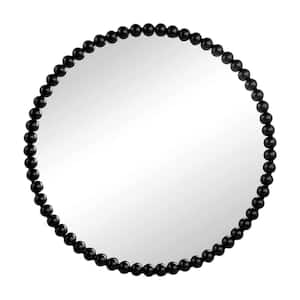 32 in. W x 32 in. H Circle Mirror with Metal Beaded Frame, Wall Mirror for Living Room Bedroom Entryway in Black