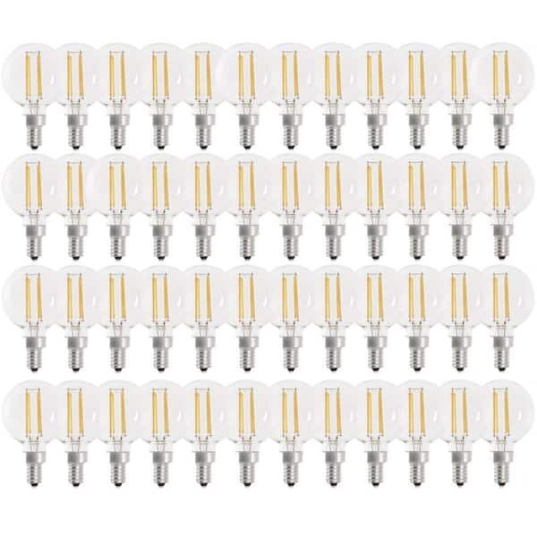 Feit Electric 40-Watt Equivalent G16.5 Candelabra Dimmable Filament ENERGY STAR Clear Glass LED Light Bulb, Soft White (48-Pack)