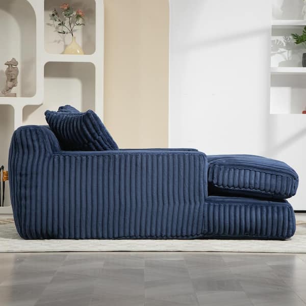 JUJABU 52 in. Navy Corduroy Polyester 2-Seater Loveseat with 3