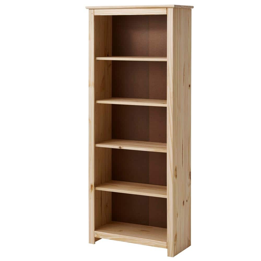 4-Shelf Unfinished Natural Pine Wood Standard Bookcase (58 in. H)