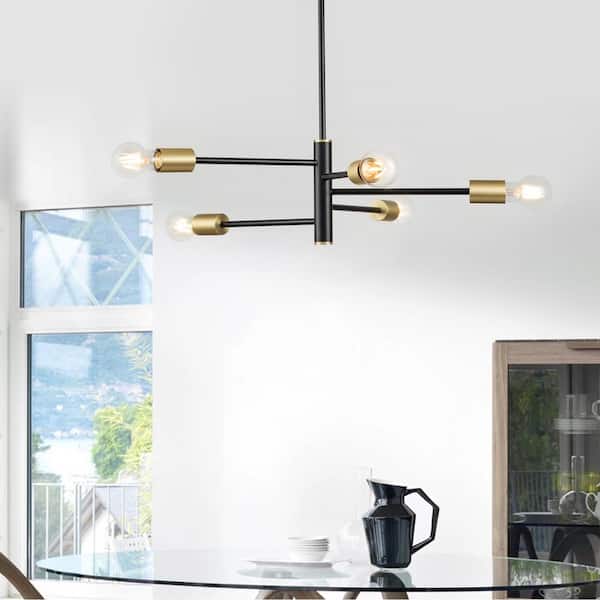 RRTYO Umbra 5-Light Black Gold Spiral Modern Linear Chandelier