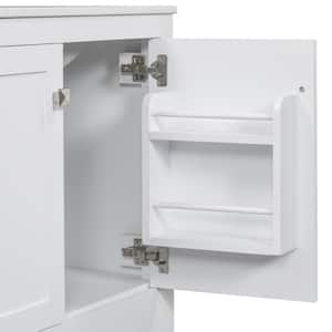 30 in. W x 18 in. D x 34 in. H Bath Vanity in White with White Ceramic Top, Multifunctional Storage and Single Sink